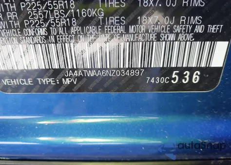 2022 Mitsubishi Eclipse Cross Se S-Awc/Se Special Edition S-Awc/Sel S-Awc/Sel Special Edition S-Awc z USA, uszkodzony, nr VIN JA4ATWAA6NZ034897